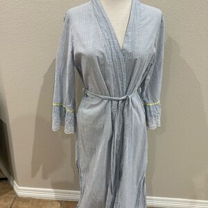 Gilligan & O’Malley M/L Robe Tie Belt Pockets Striped Embellished Sleeves